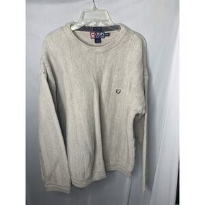 Mens XL Ralph Lauren Chaps Beige Herringbone‎ Sweater Thick Hand Framed Cotton